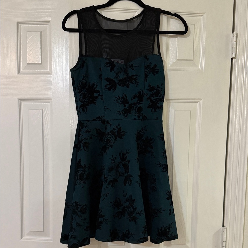 Trixxi Hunter Green and Black Evening Dress with Heart Label